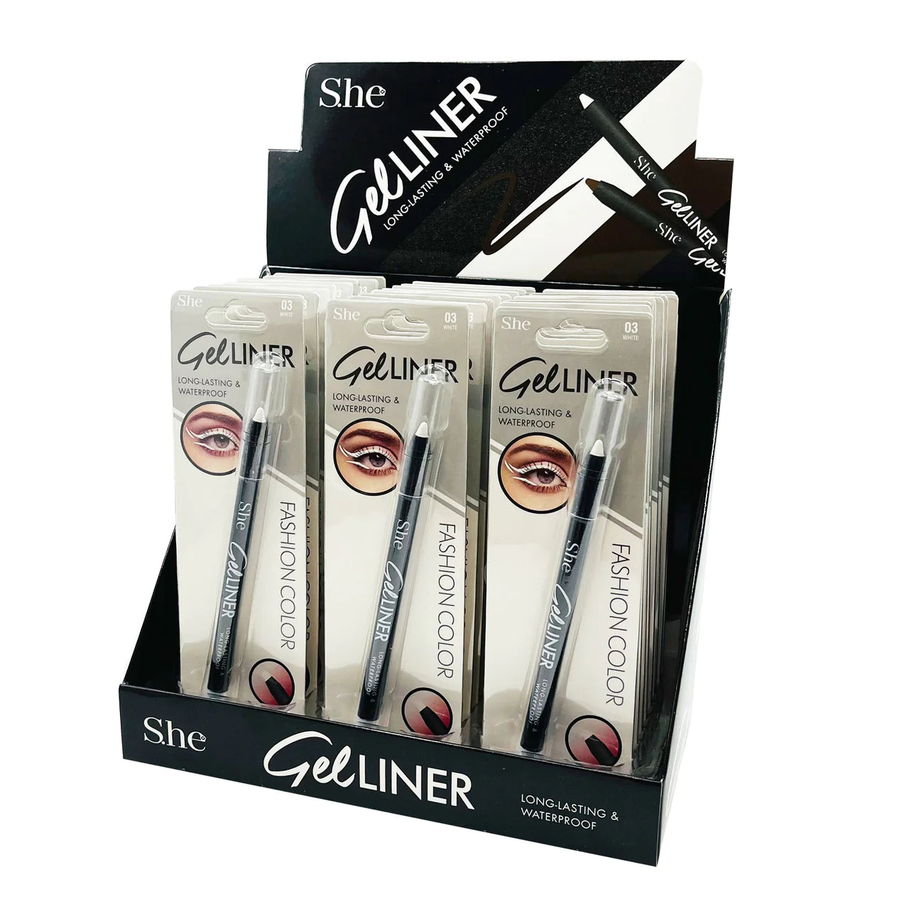 SHE Makeup GelLiner 'Glitter Black' 1 Bundle of 24 pc Display
