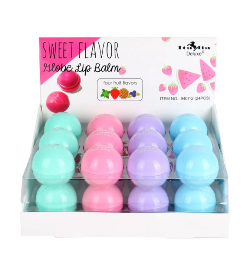 Italia Deluxe Sweet Flavor Globe Lip Balm 'pink' 24 pc Display