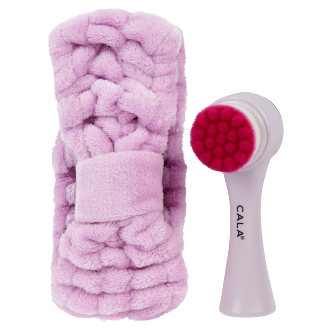 Cala Dual Action Purple Facial Brush & Headband Set