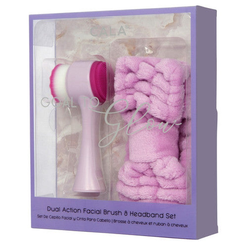 Cala Dual Action Purple Facial Brush & Headband Set